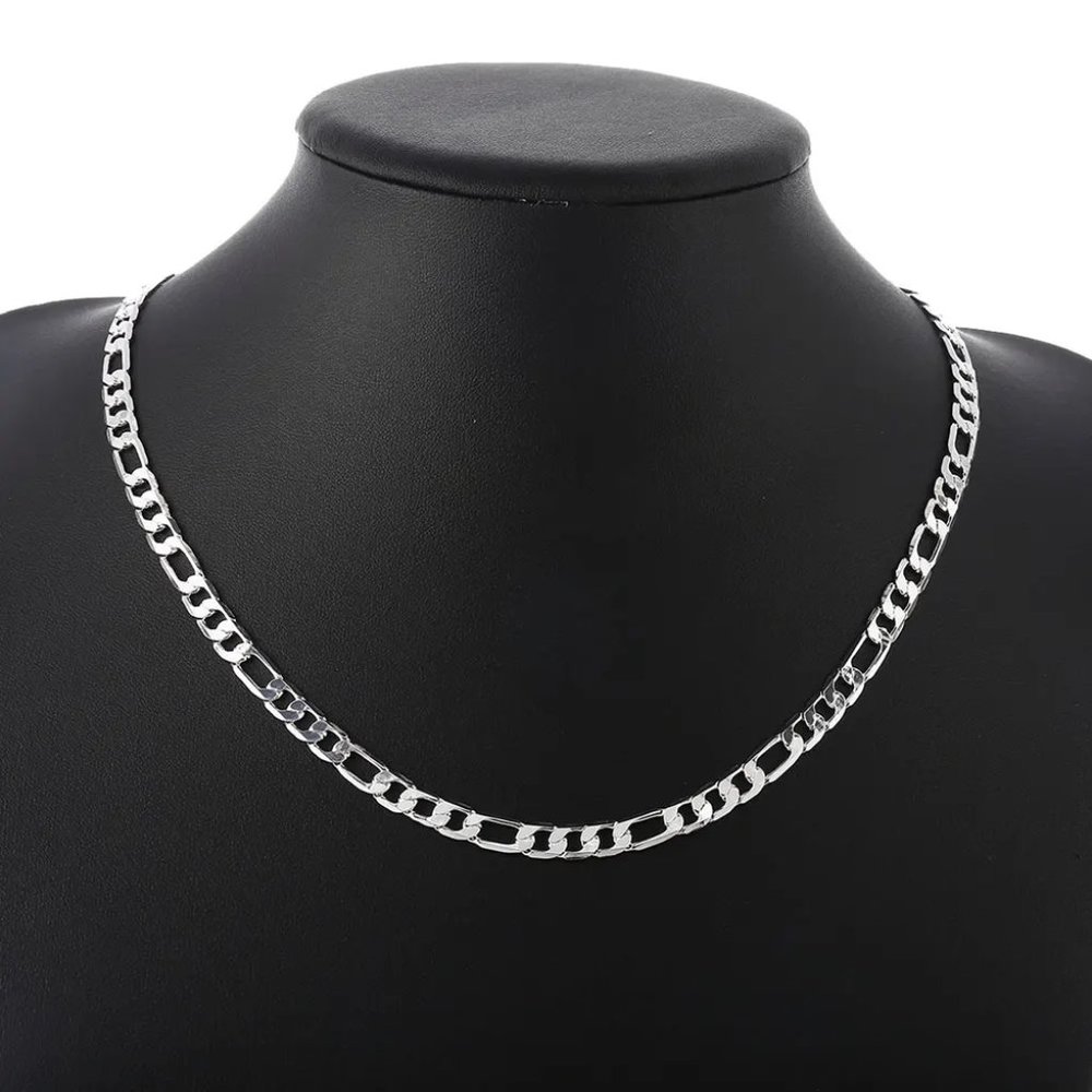Awesome 22 Inch Figaro Chain 6mm Wide, Stamped 925 Solid Sterling Silver - Picture 4 of 7